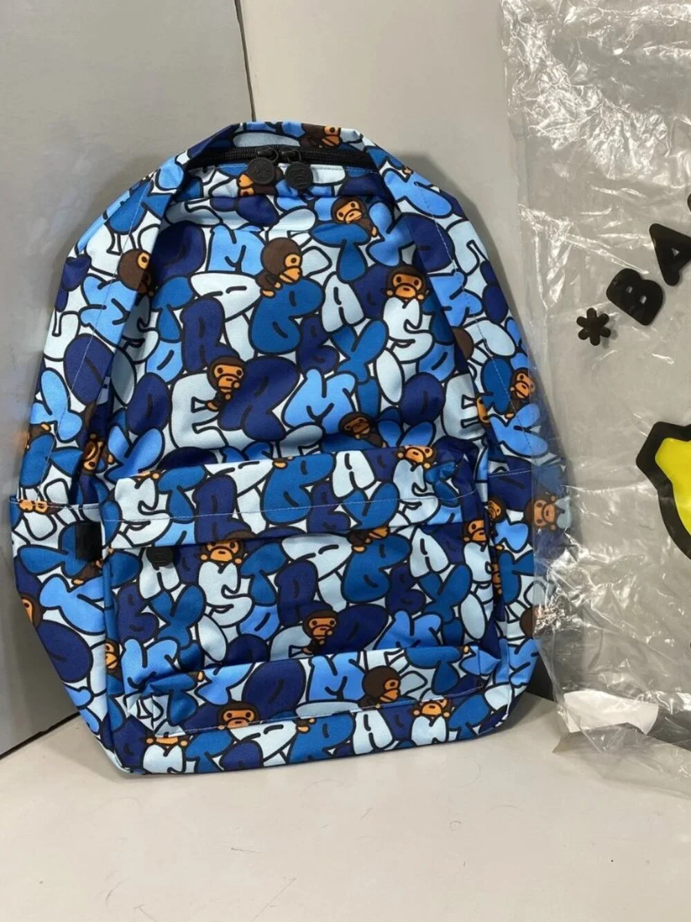 BABY MILO Large Backpack - Bape Blue Bubble Letter Camo - Rare